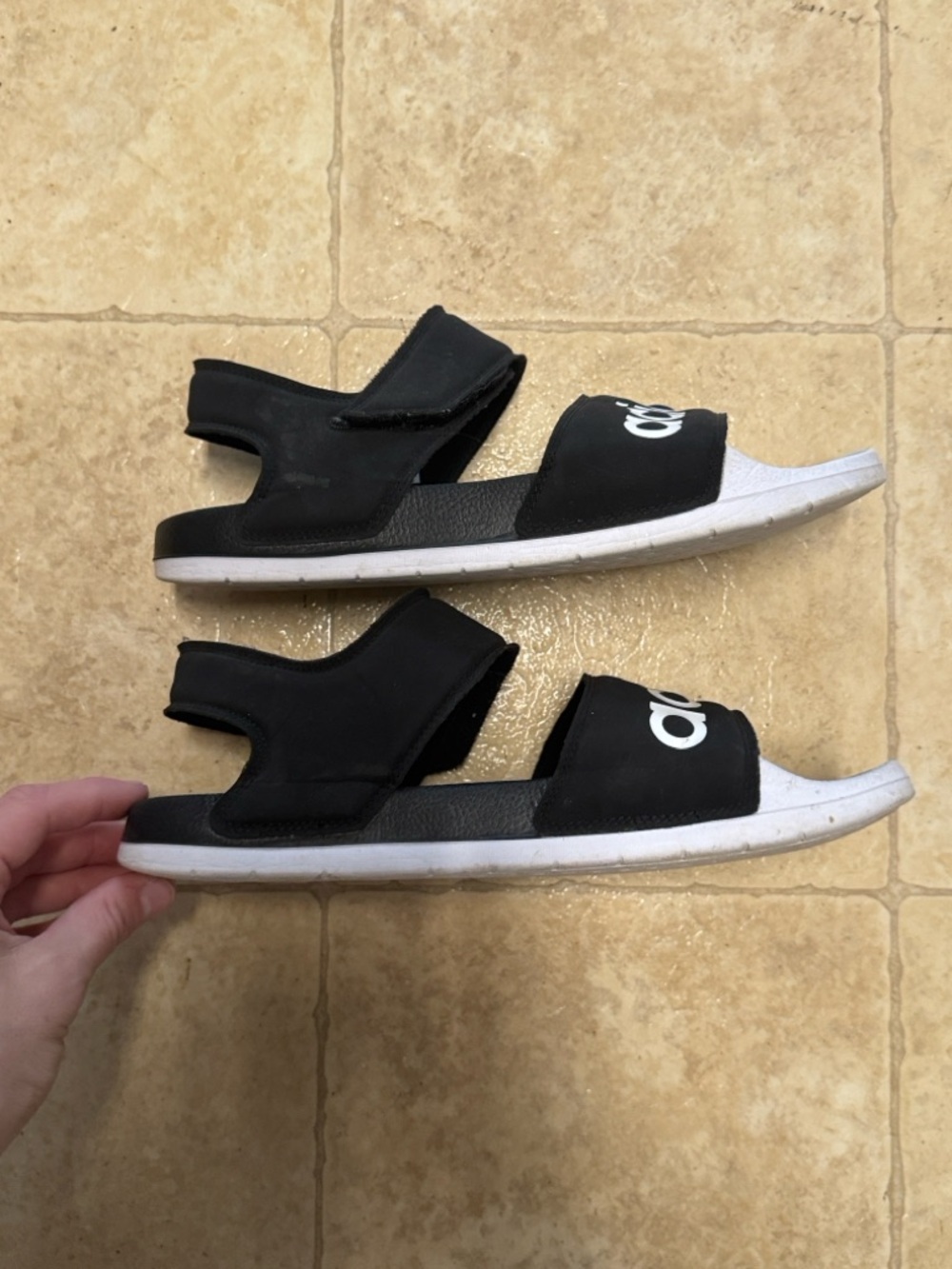 Adidas F35416 Unisex Men's 8 / Women's 9 Black/White Adilette Sandal - Picture 2 of 8